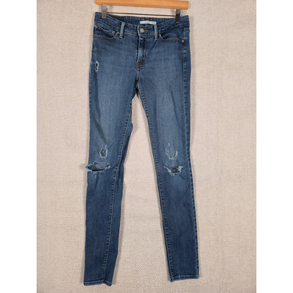 Levi Strauss Co 711‎ Skinny Jeans Distressed Blue Denim Women's Size 28
